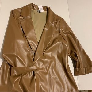 Rainbow Faux Leather Blazer Size 3X Creamy Brown